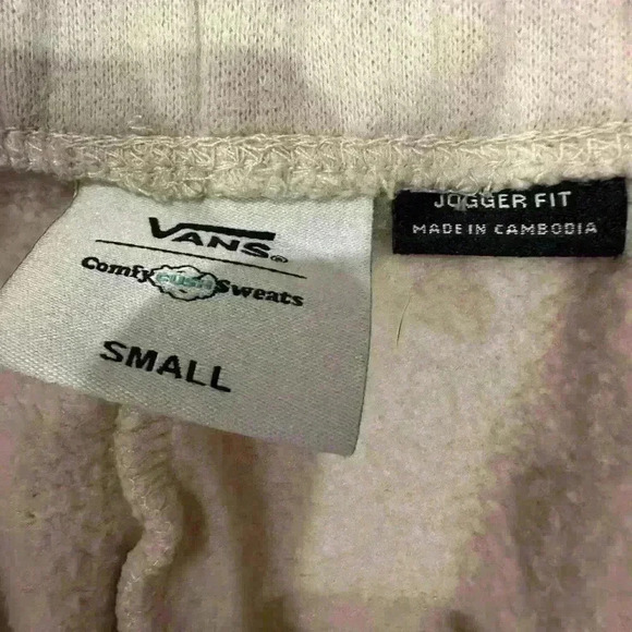 Vans Cream sweatshirt Fleece Joggers with Side Pockets Size Small - Picture 5 of 5